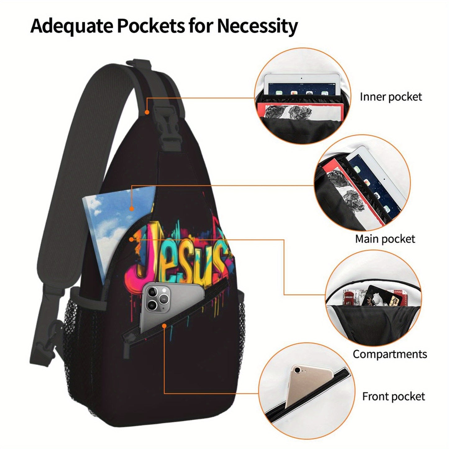 In His Divine Power Jesus Art Crossbody Bag Graffiti