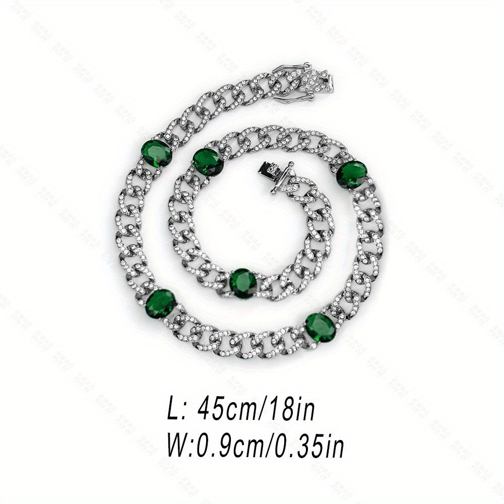 Men's Hip Hop Style Synthetic Zirconia Cuban Chain Necklace