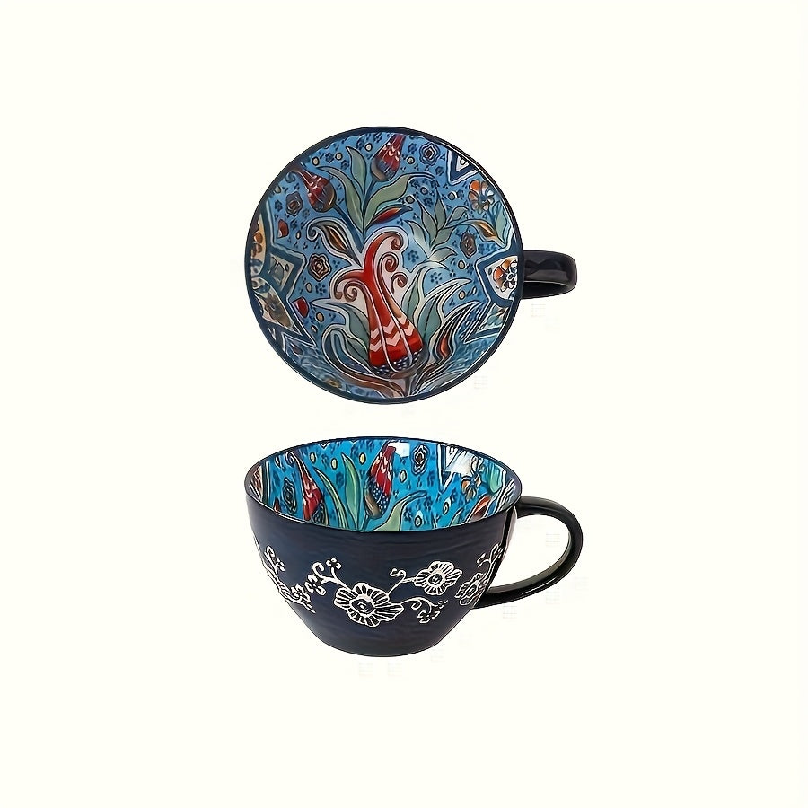 6pcs - Bohemian Ceramic Breakfast Mug - 15oz Large Capacity, Microwave Safe for Hot And Cold Drinks, Perfect Gift