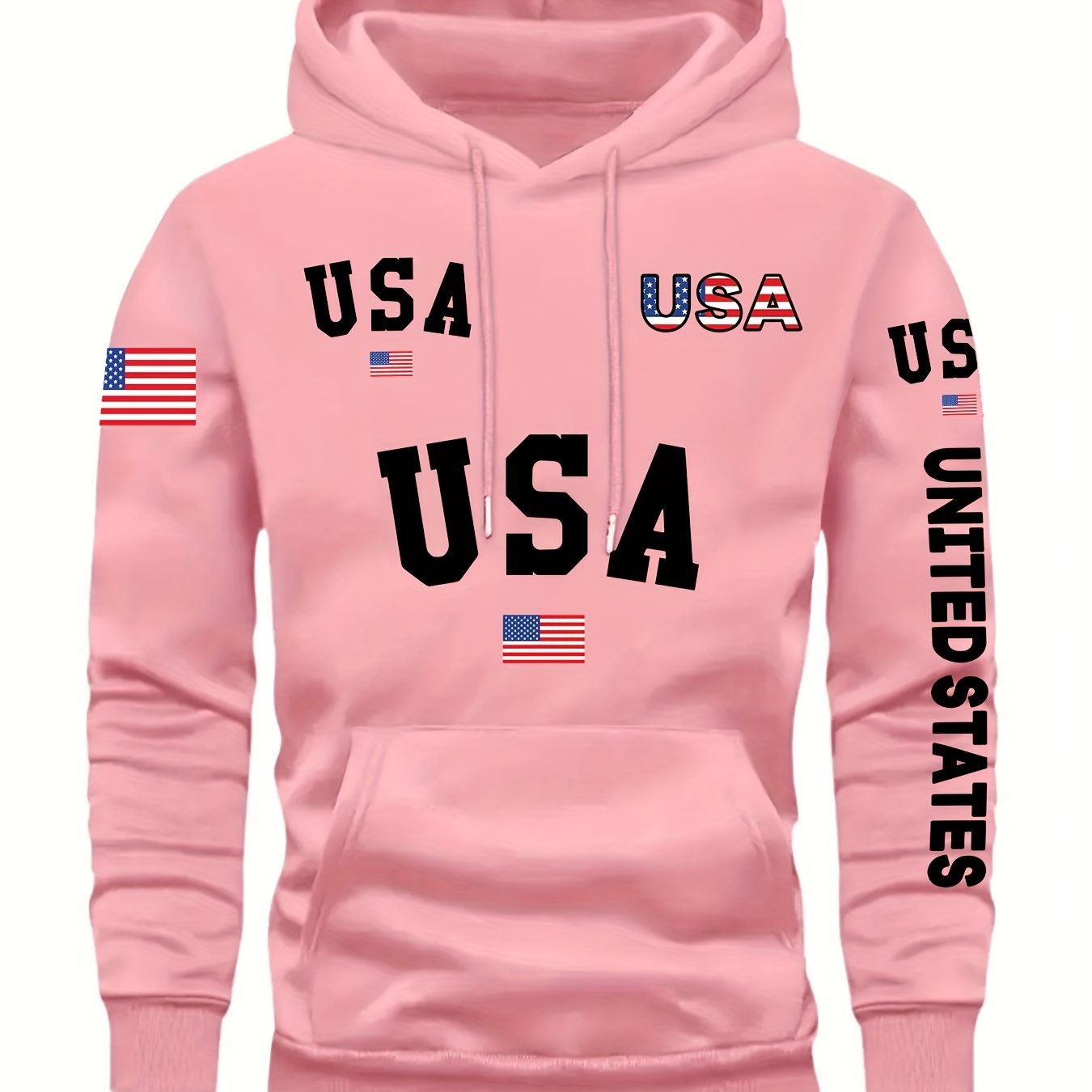 In His Divine Power Cozy Patriotic Hoodie USA Front Pocket