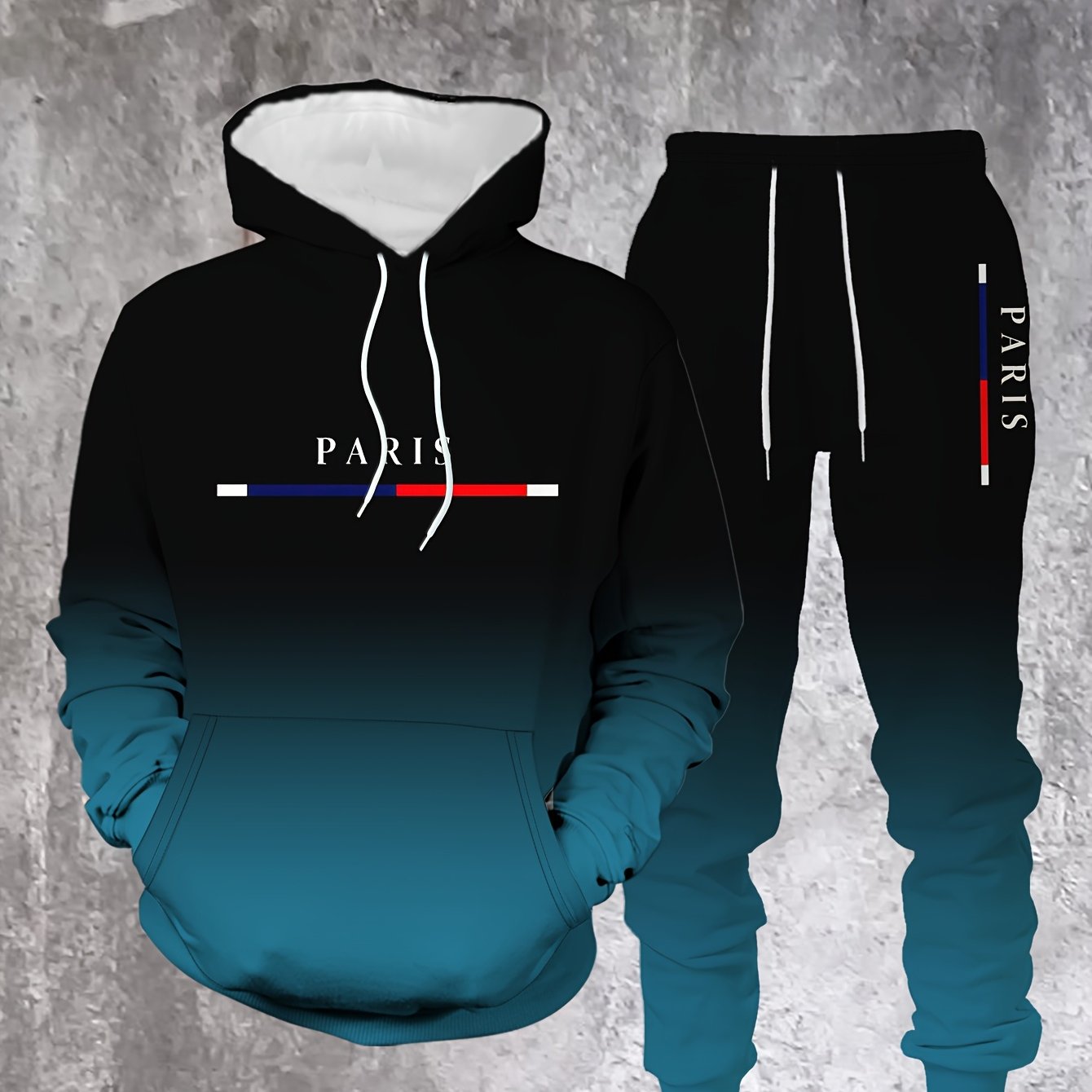 In His Divine Power Autumn Winter Gradient Hoodie Set