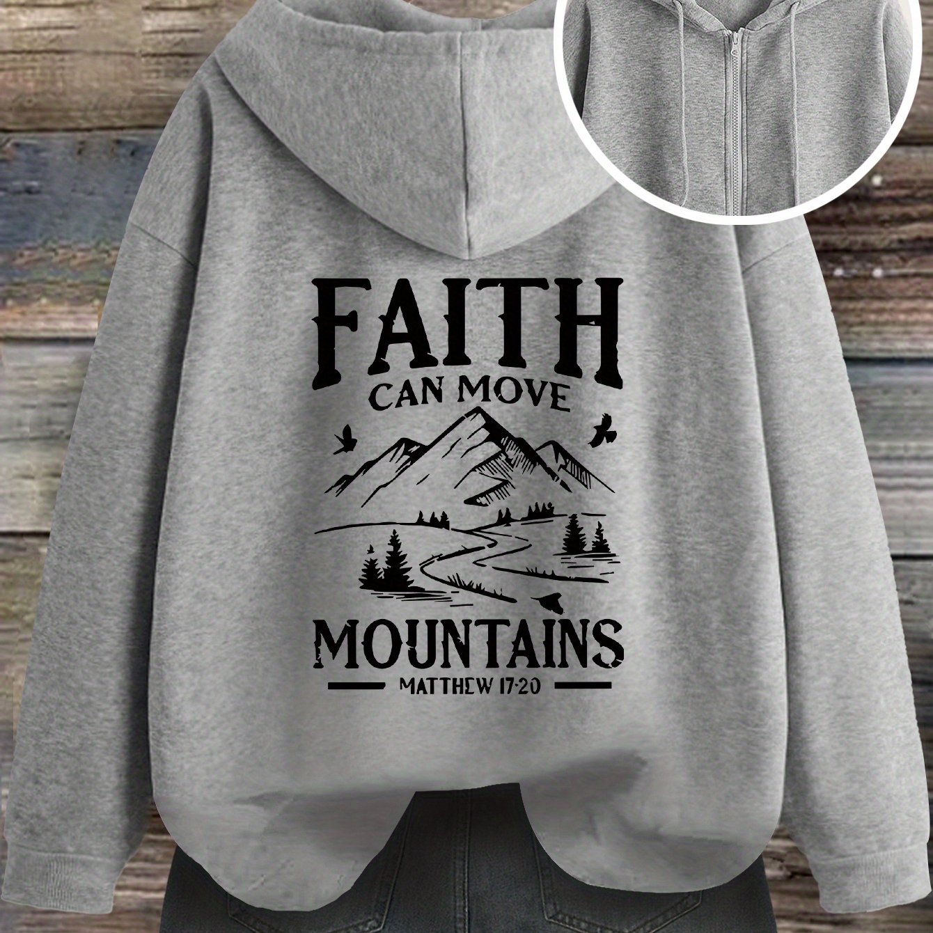 Women Black Hoodie Faith Can Move Mountains Graphic