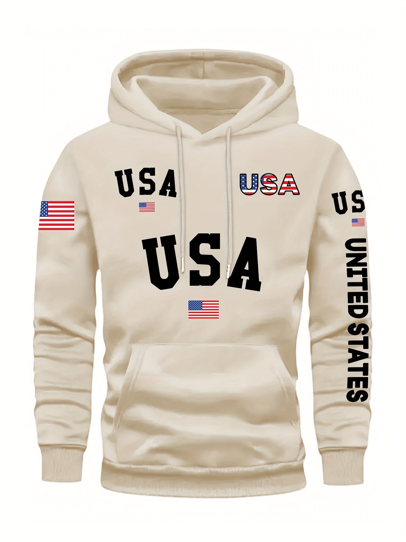 In His Divine Power Cozy Patriotic Hoodie USA Front Pocket