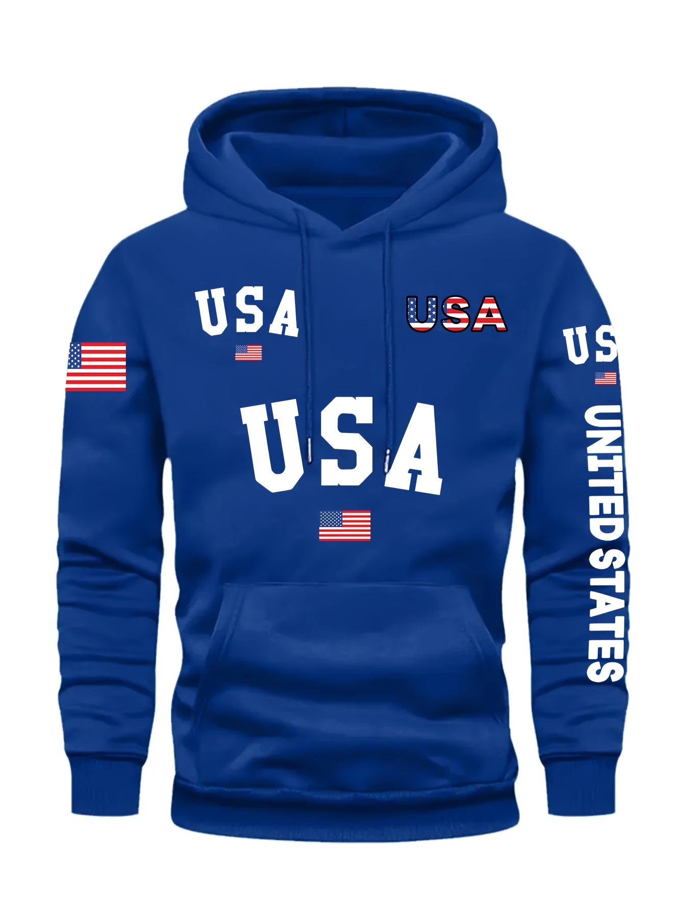 In His Divine Power Cozy Patriotic Hoodie USA Front Pocket