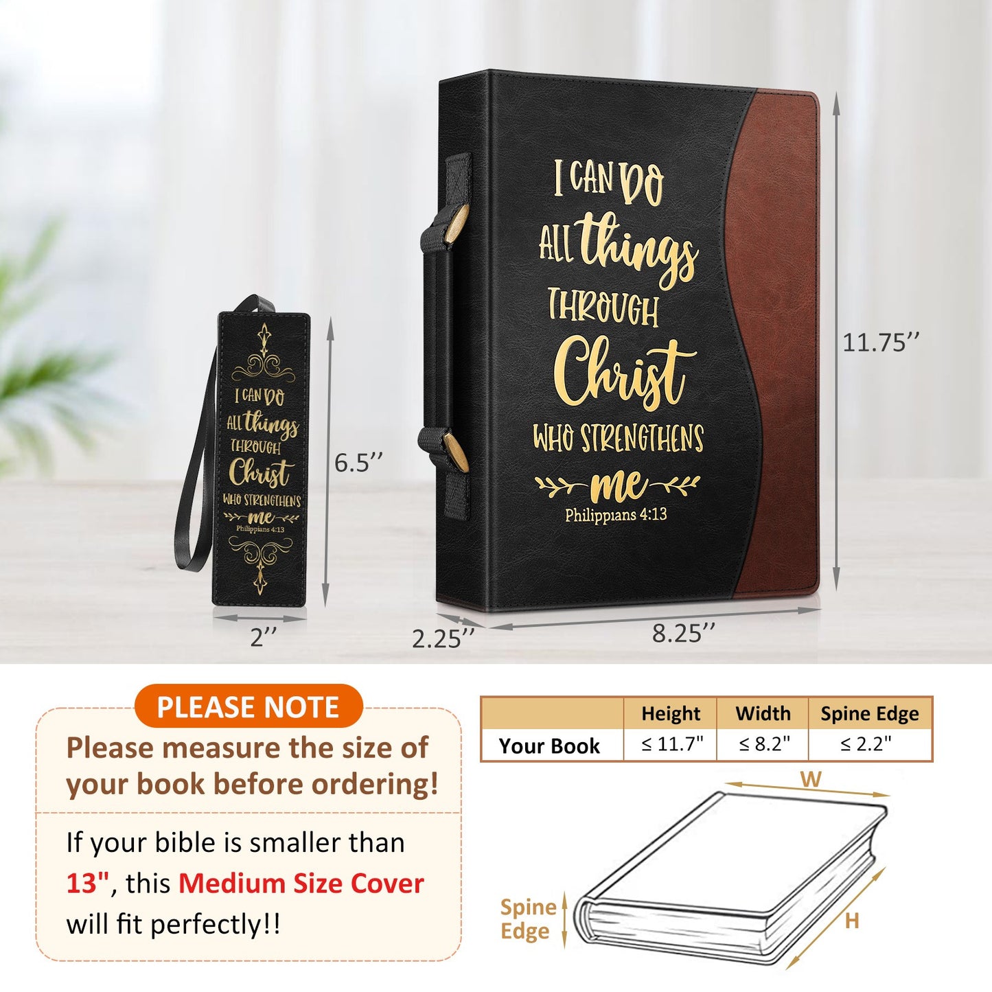 FINPAC Classic Bible Cover Large PU Leather Church Bag Durable and Stylish Design