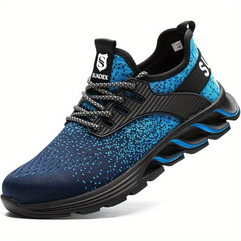 Steel Toe Cap Protection Sneakers for Men and Women Lightweight Breathable Work Shoes Indestructible Steel Toe Black Fabric Upper EVA Cushioning Rubber Sole Spring Safety Comfort Work Safety Footwear