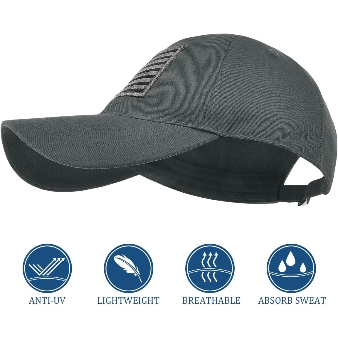 2 Baseball Caps, Adjustable Fit, Lightweight, USA Flag