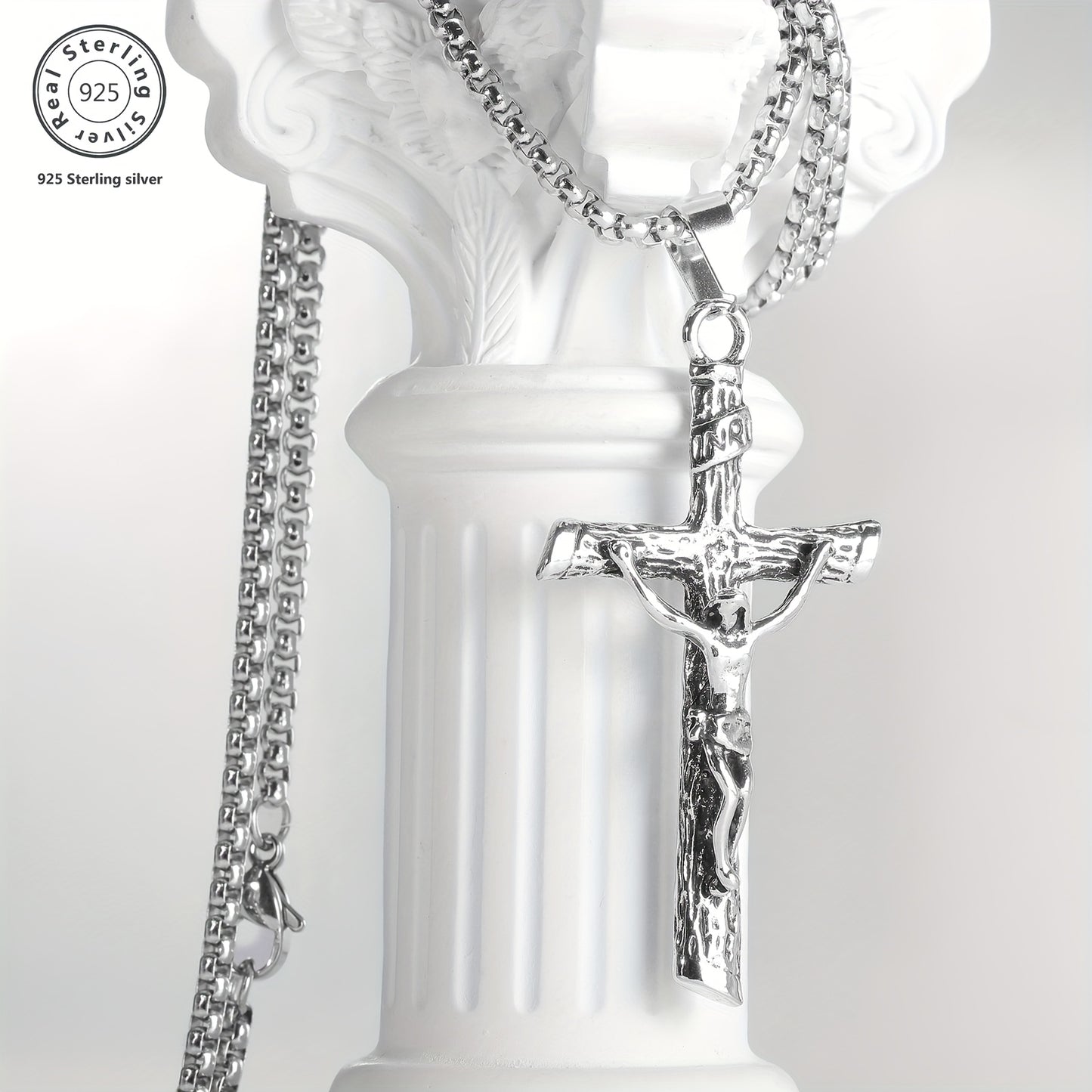 Embossed Jesus Crucifixion Pendant Necklace for Men Fashion Jewelry
