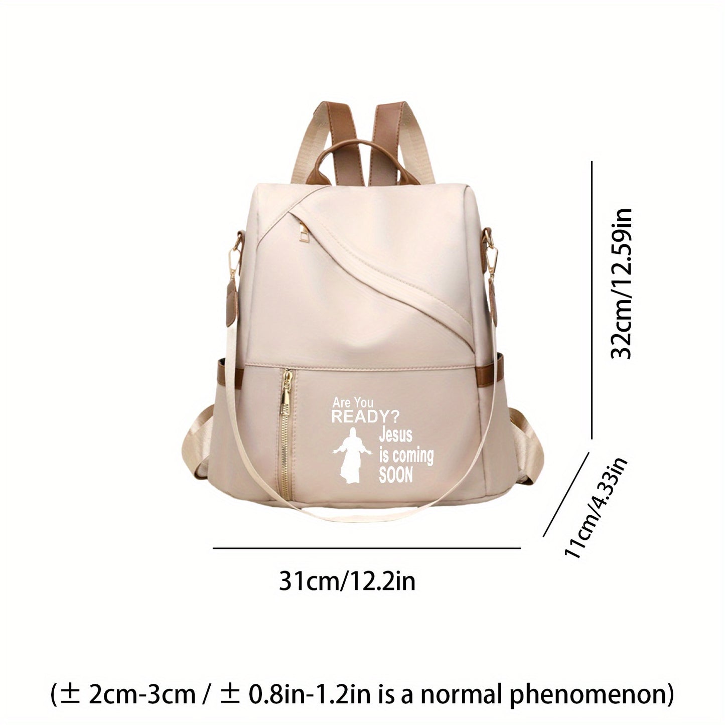 IHDP Lightweight Jesus Print Backpack For Daily Commute