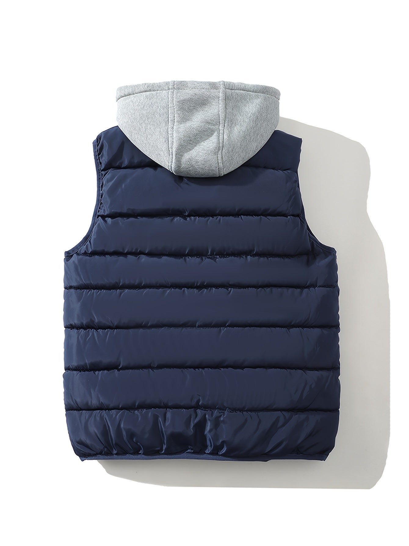 Stylish Men's Hooded Vest Solid Color Warm Thick Casual for Autumn and Winter
