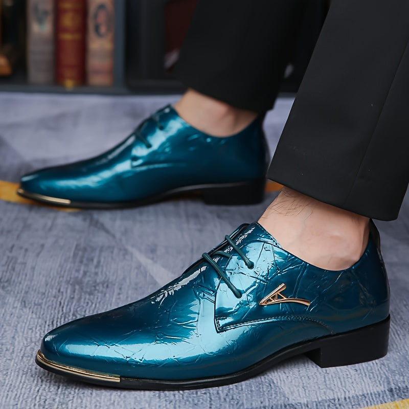 Mens Business Pointed Lace Up Formal Shoes Non Slip