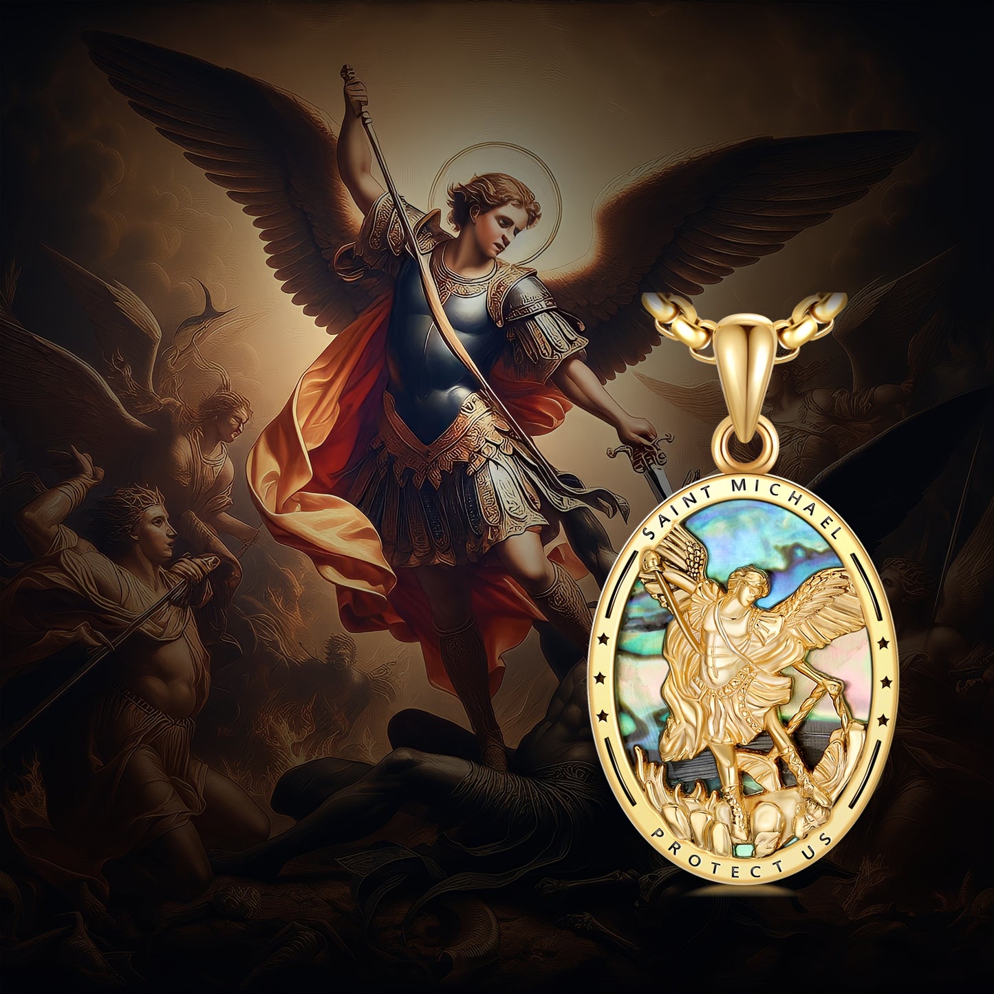 Archangel Michael Pendant Necklace S925 Silver Jewelry