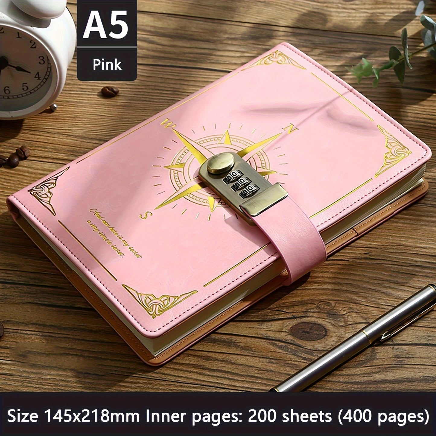 Retro Password Diary With Lock For Girls And Women