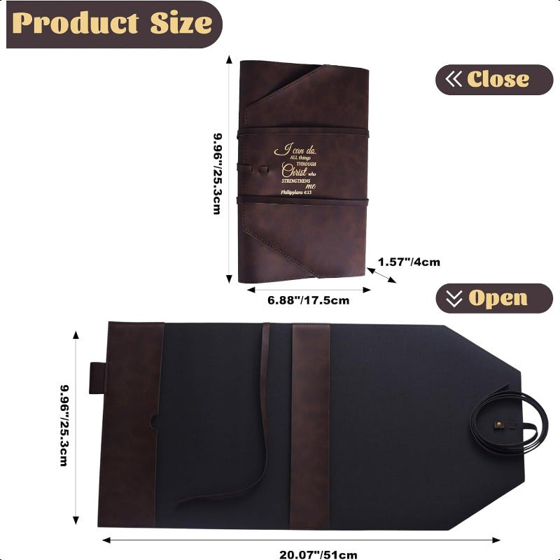 Leather Bible Cover for Men and Women I Can Do All Things Through Christ Gifts