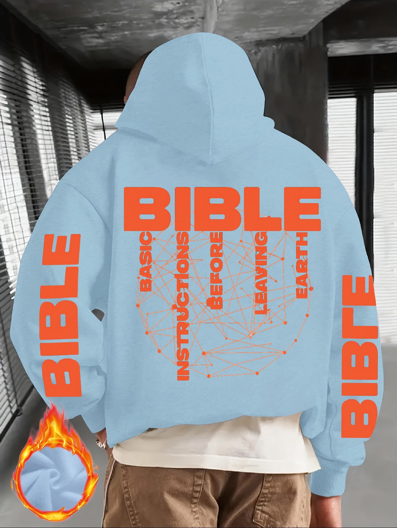 Men'S Christian Hoodie - Bible Verse Sweatshirt with "BIBLE" Text, Loose Fit Hooded Pullover for Church, Everyday Faith Expression - Fall/Winter Warmth - Religious Apparel Gift for Men, Autumn Winter Wear, Casual Streetwear,
