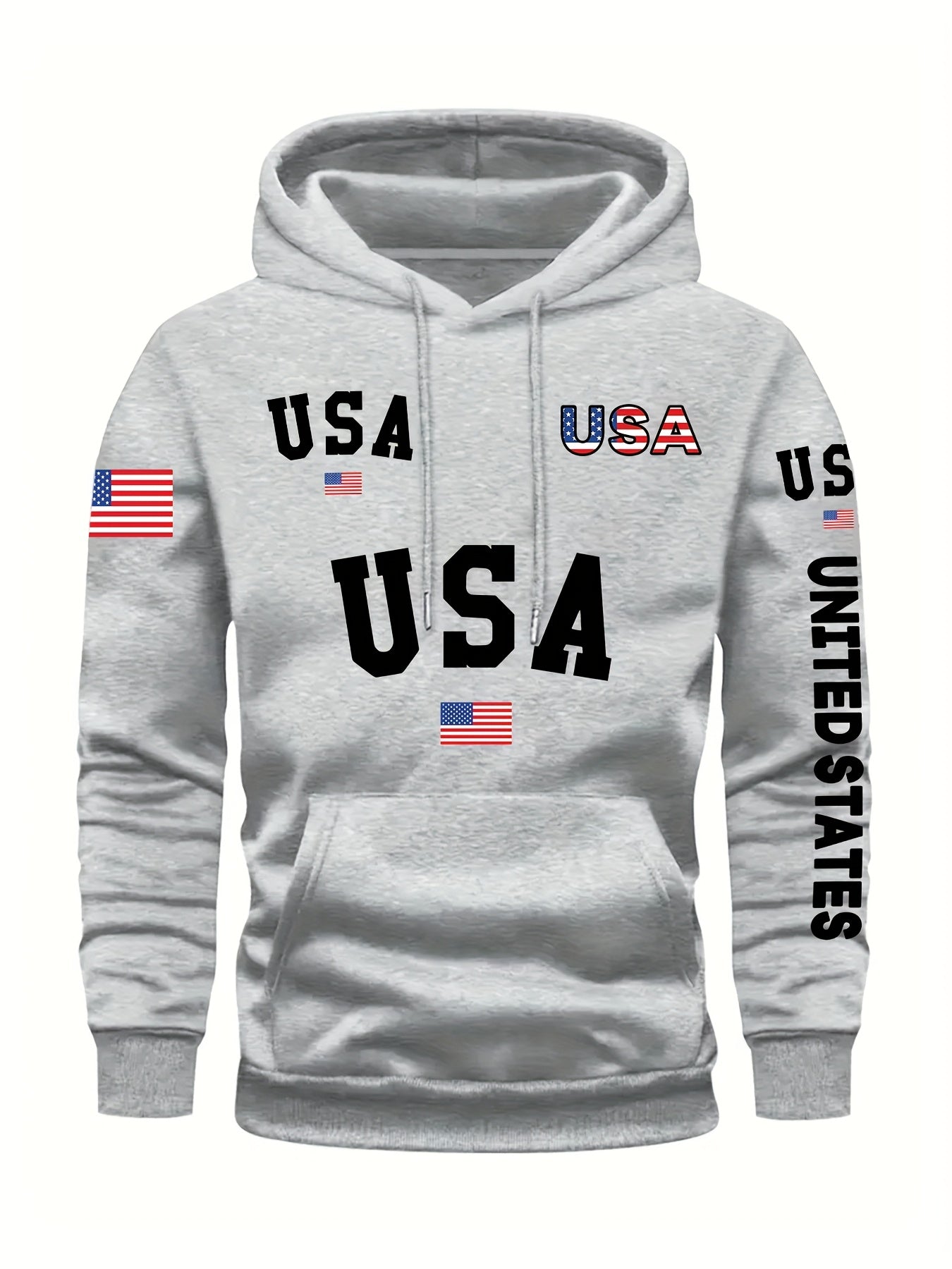 In His Divine Power Cozy Patriotic Hoodie USA Front Pocket