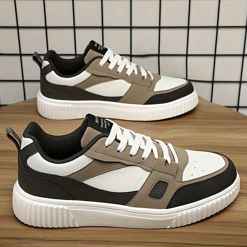 Men's Trendy Solid Color Block Skate Shoes for All Season Wear