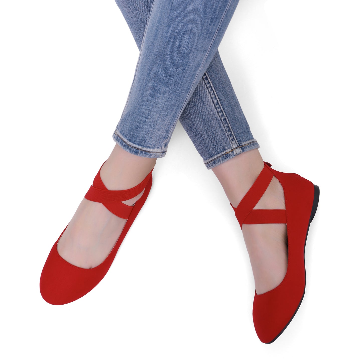Women's Comfortable Fashion Elastic Ankle Strap Flats Shoes