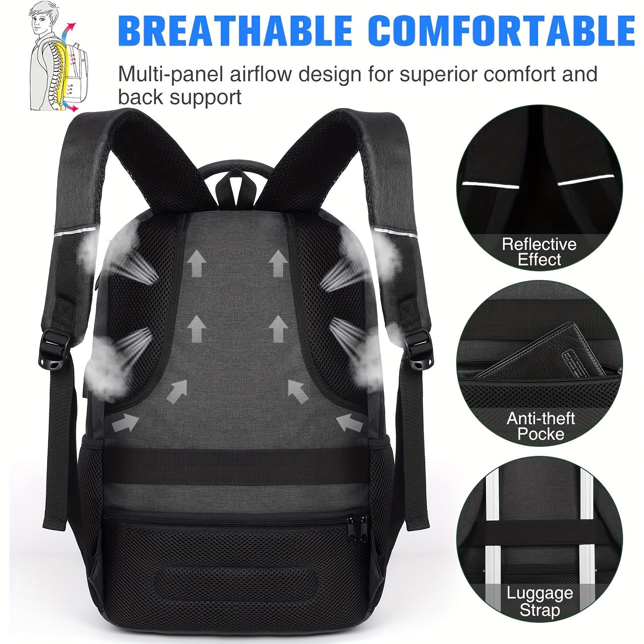 Laptop Backpack With USB Charging Port For Travel Everyday