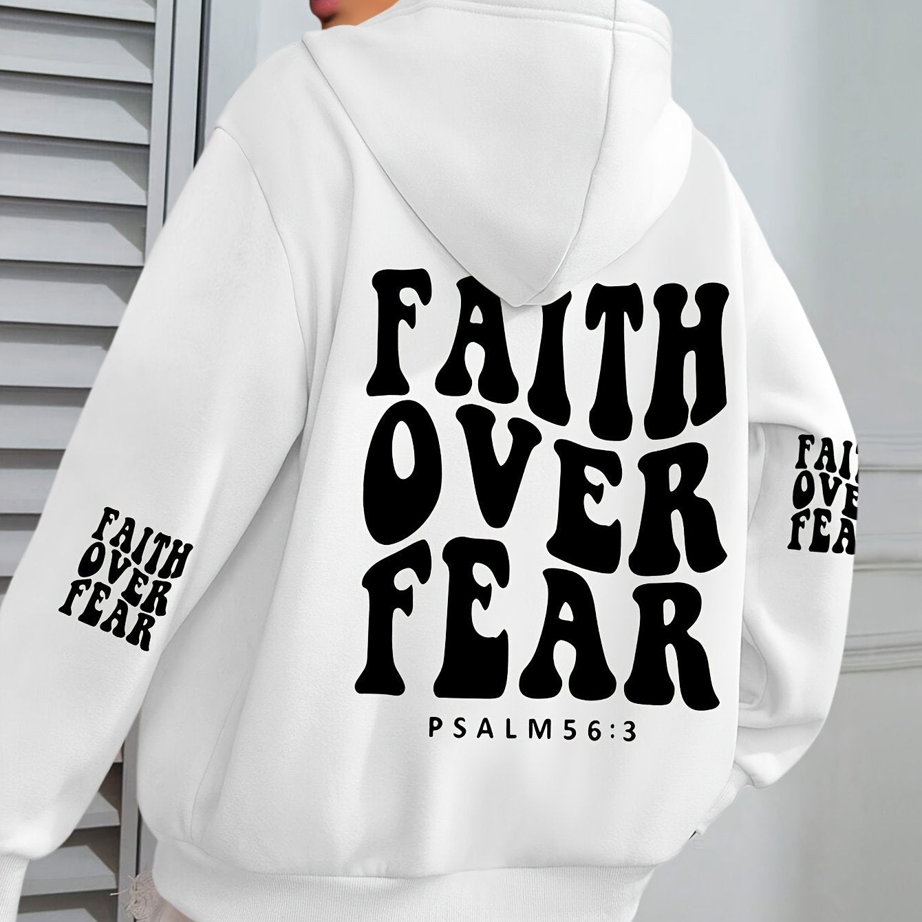 IHDP Faith Over Fear Hoodie Inspirational Print Sweatshirt