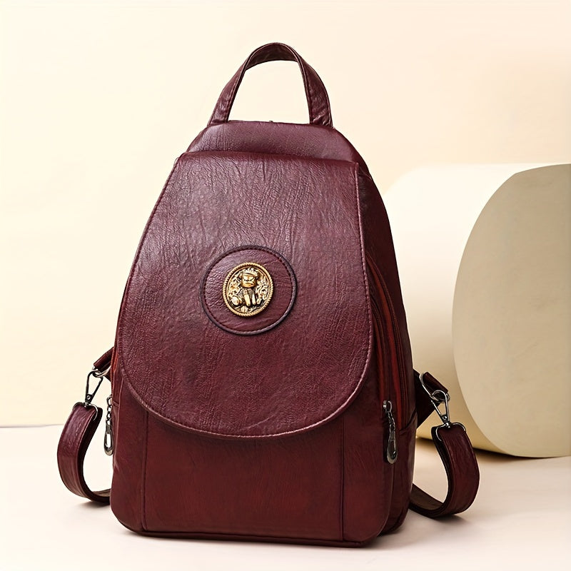 Taole Rabbit Vintage Faux Leather Backpack For Daily Use