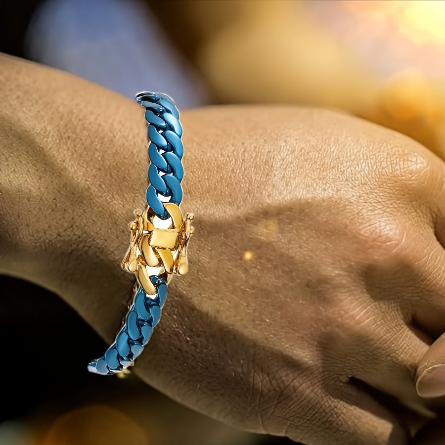 Stainless Steel Lock Buckle Bracelet Necklace Hip Hop Jewelry