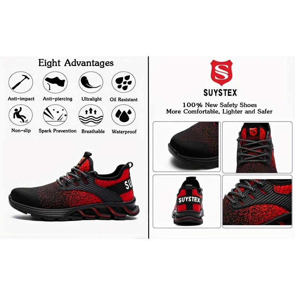 Steel Toe Cap Protection Sneakers for Men and Women Lightweight Breathable Work Shoes Indestructible Steel Toe Black Fabric Upper EVA Cushioning Rubber Sole Spring Safety Comfort Work Safety Footwear