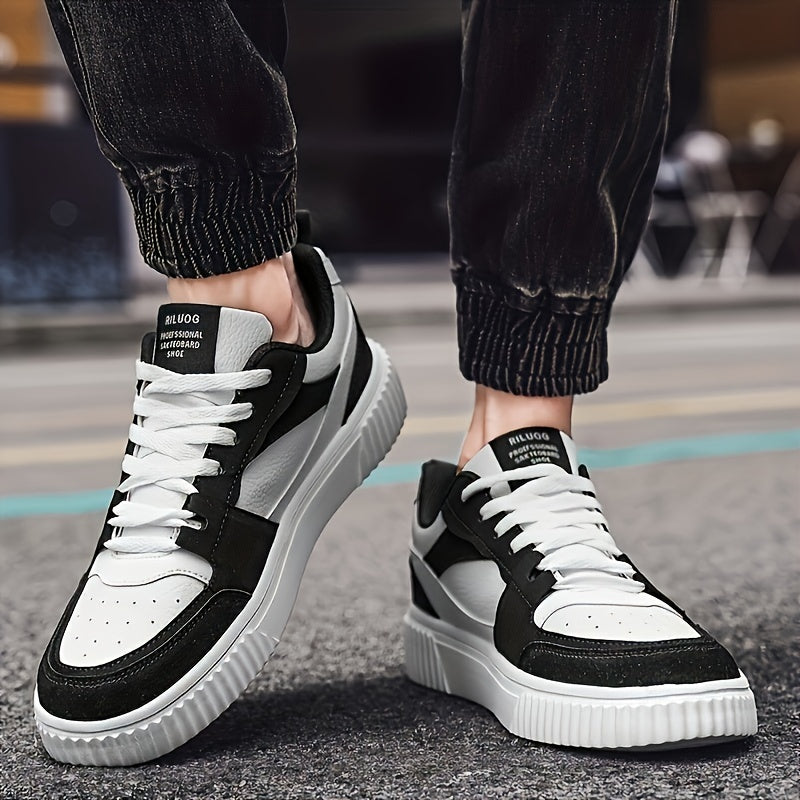 Men's Trendy Solid Color Block Skate Shoes for All Season Wear