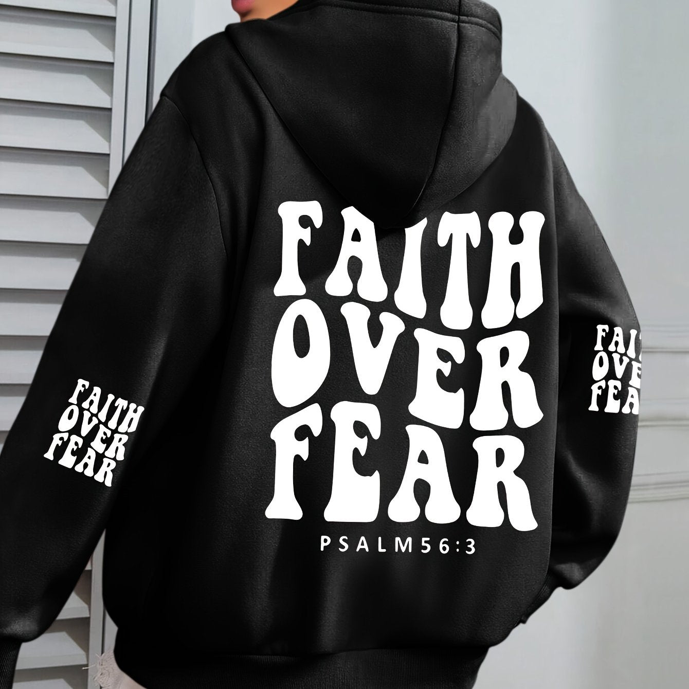 IHDP Faith Over Fear Hoodie Inspirational Print Sweatshirt