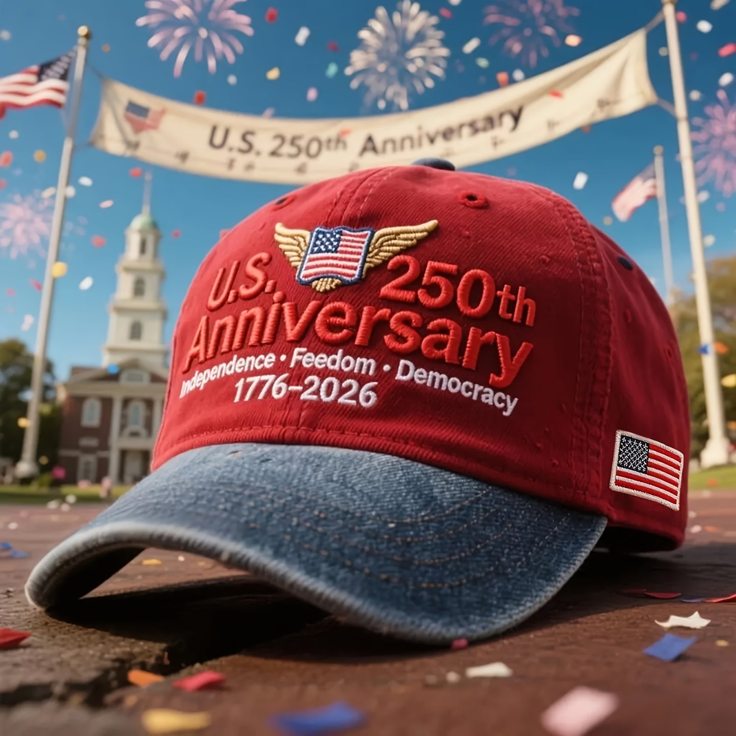 2pcs USA Patriotic Baseball Caps 250th Anniversary of Independence