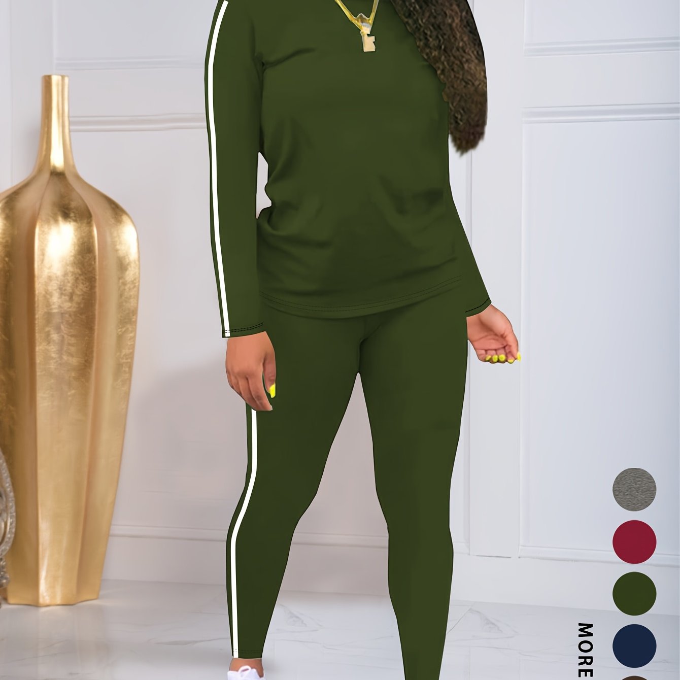 Women Autumn Winter Two Piece Pants Set With Stickers