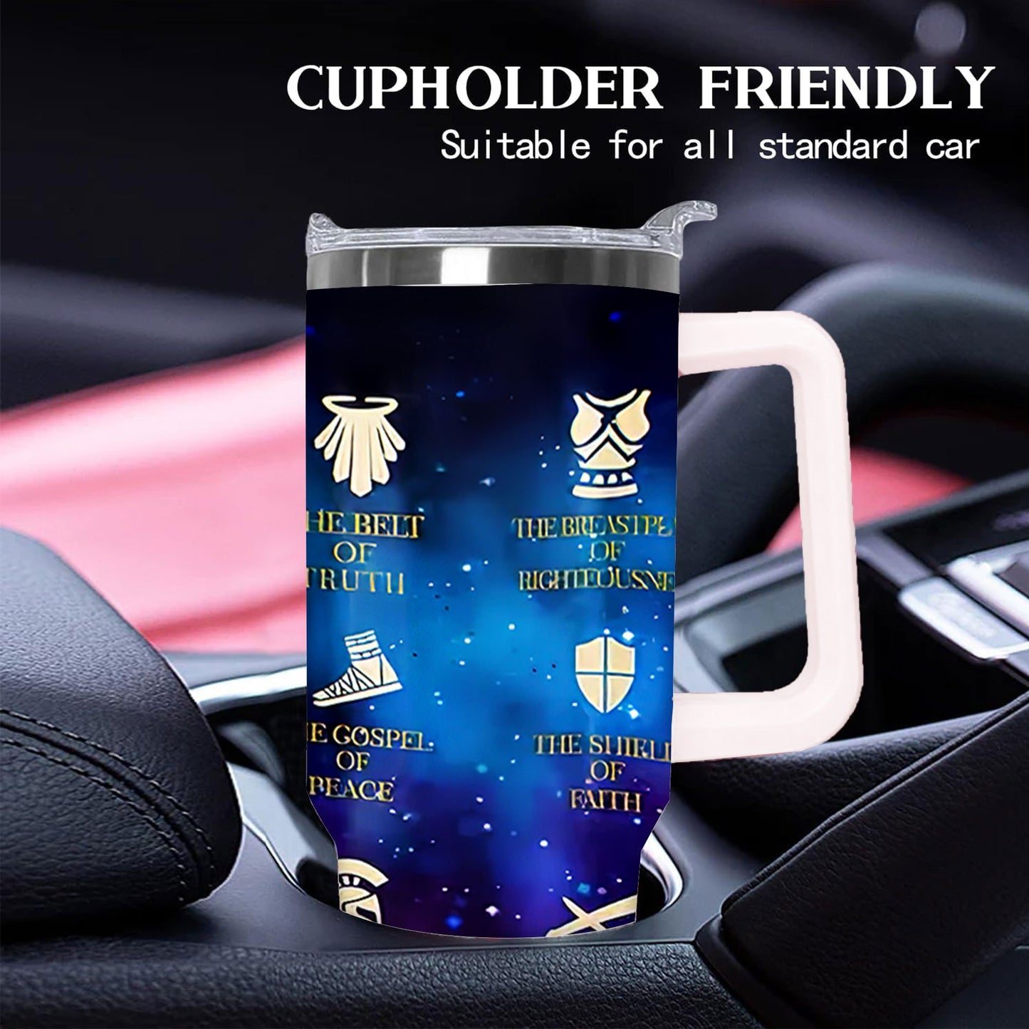40oz Armor of God Tumbler - Insulated Travel Mug with Spill-Proof Lid