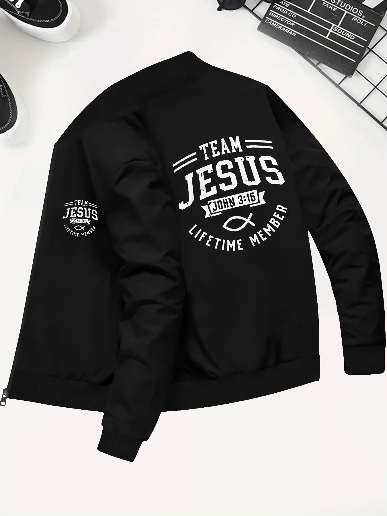 In His Divine Power Team Jesus Stand Collar Jacket Men