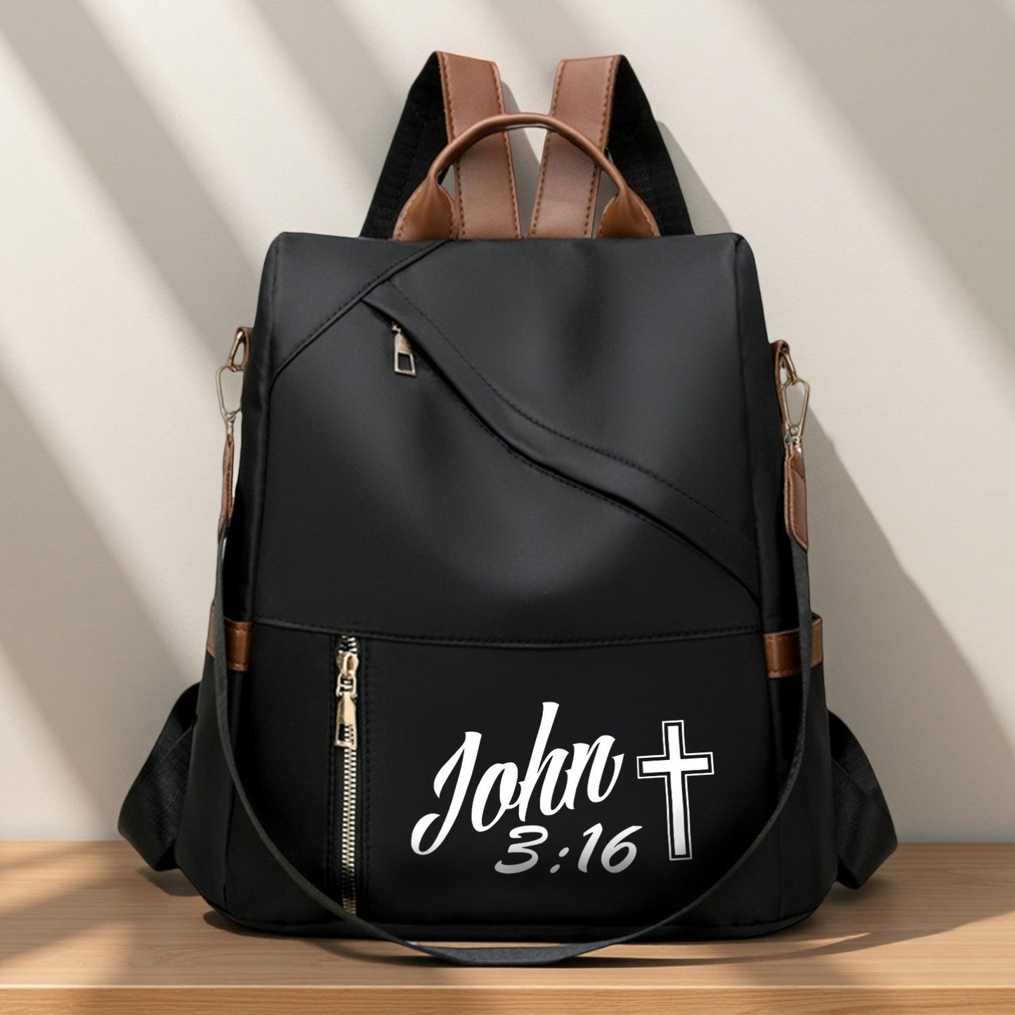 In His Divine Power Lightweight Jesus Backpack Cross Print