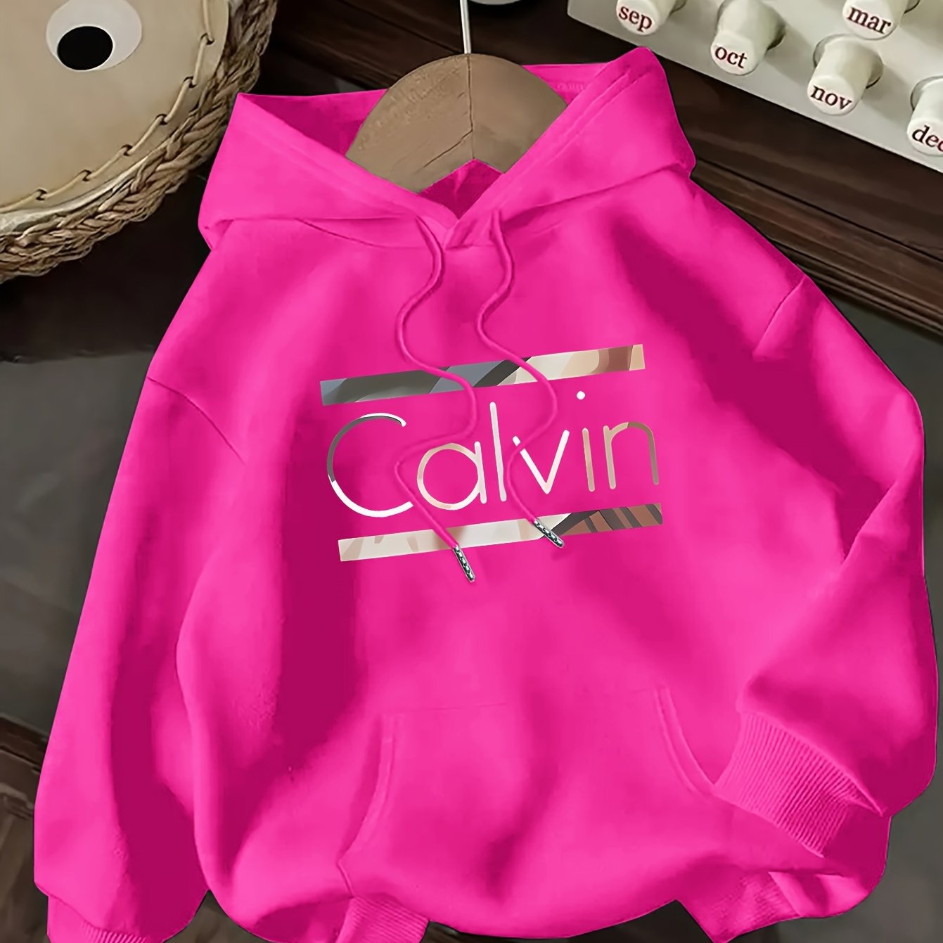 Divine Power Hoodie With Front Pocket Letter Print Light