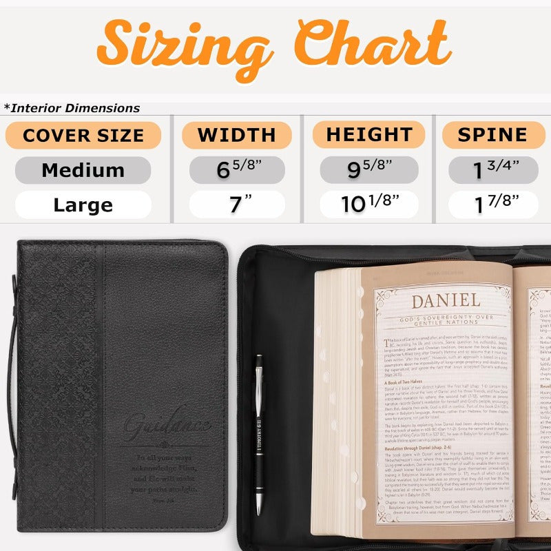 Mens Classic Faux Leather Bible Cover Guidance Prayer