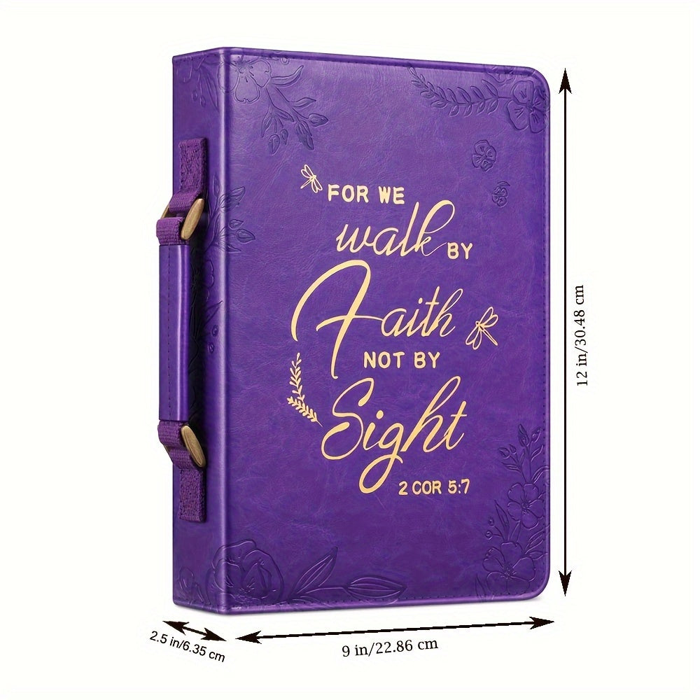 Extra Large Purple Bible Cover with Golden Floral Design for Enhanced Protection and Elegance