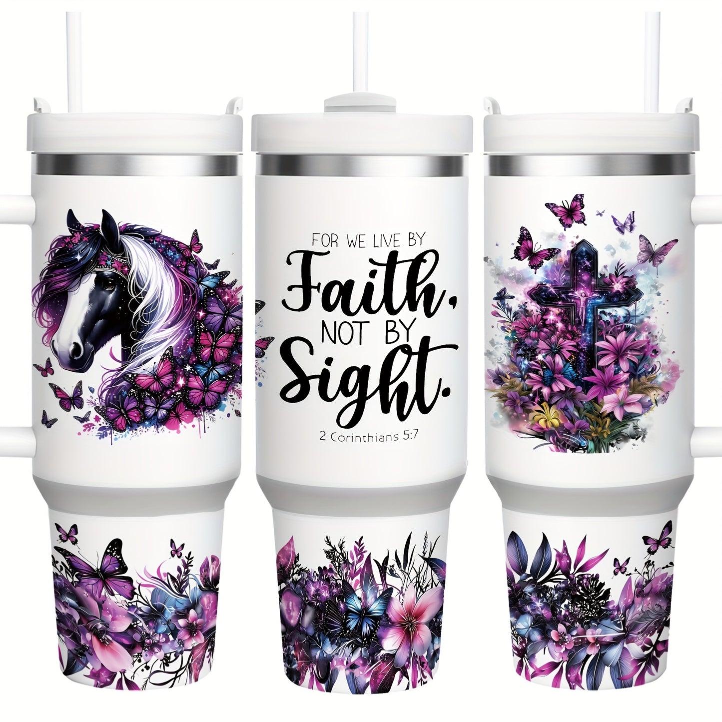 Mikenda Faith Stainless Steel Tumbler With Handle Lid