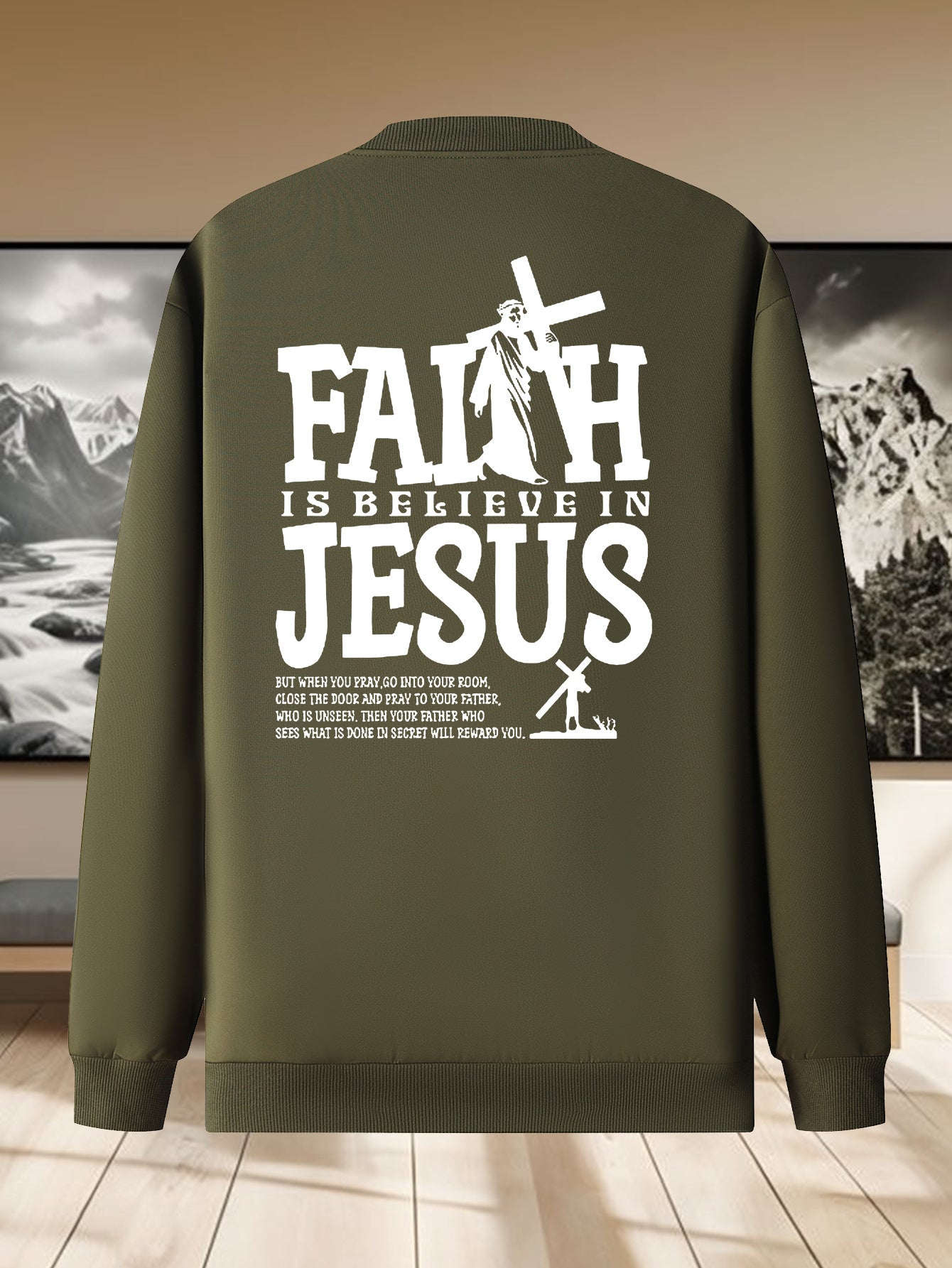 Divine Power Casual Faith Zip Up Jacket With Stand Collar