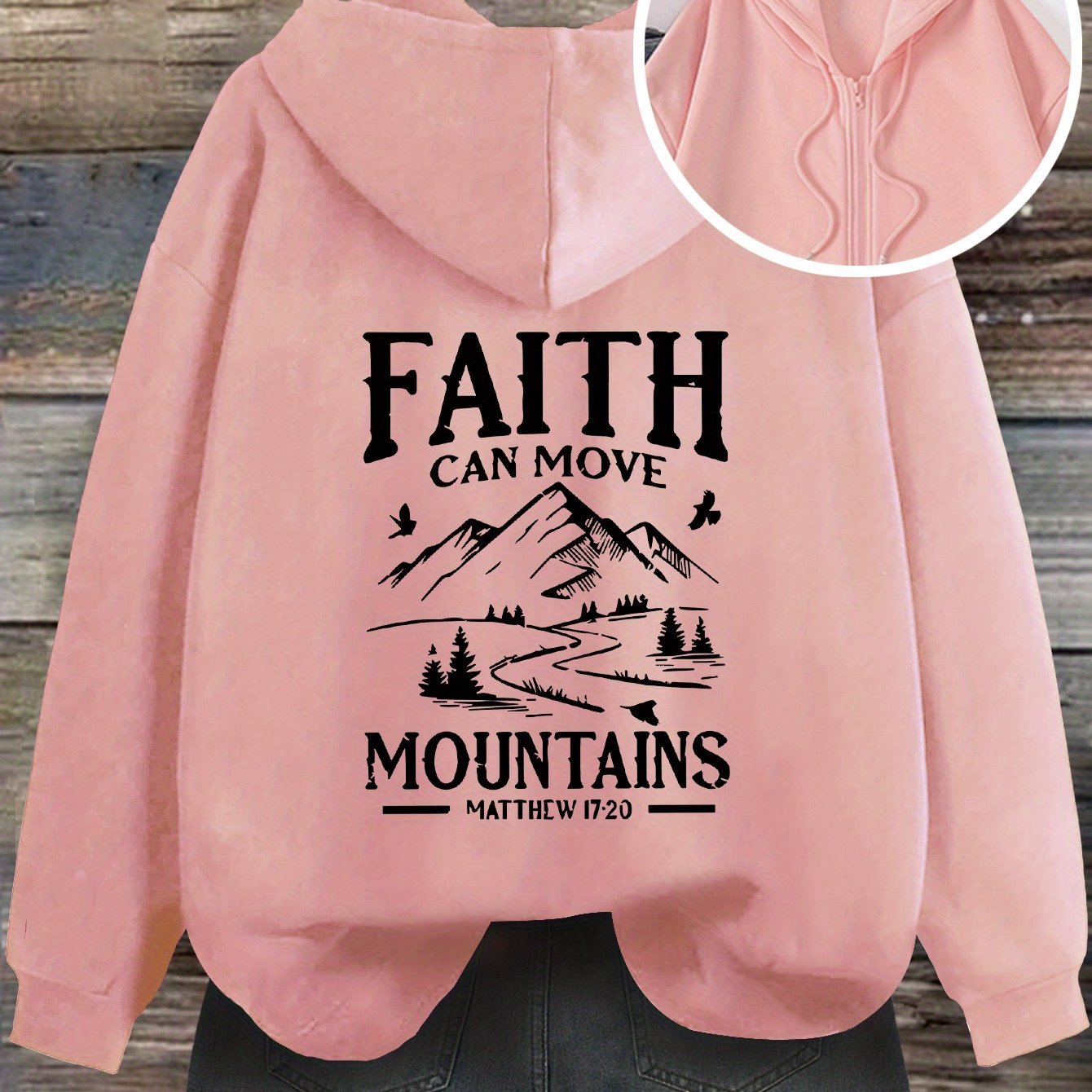 Women Black Hoodie Faith Can Move Mountains Graphic