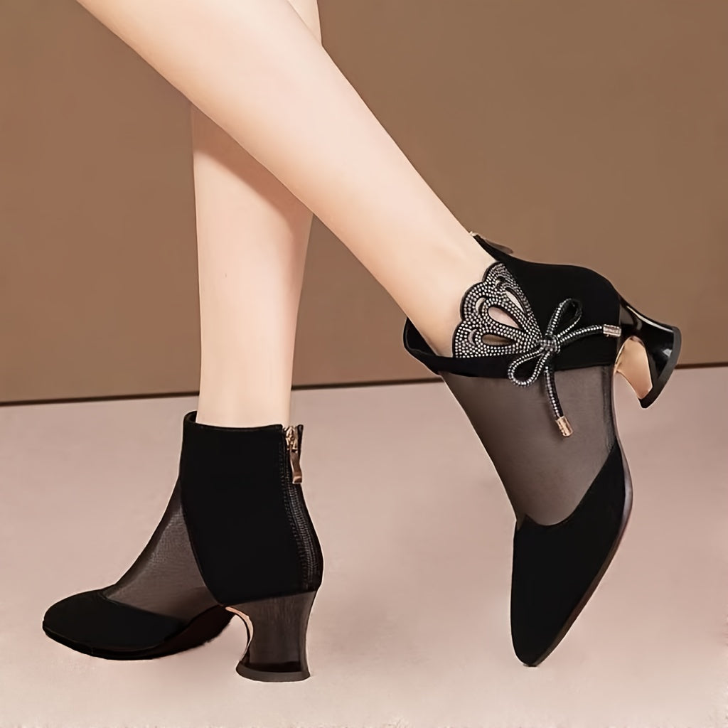 Women's Elegant Retro Pointed Toe High Heel Pumps with Bow Detail