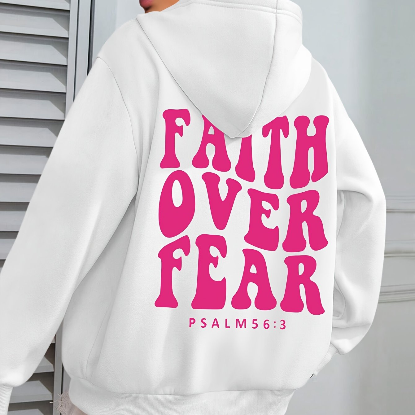 Womens Casual Hoodie Faith Over Fear Alphabet Print