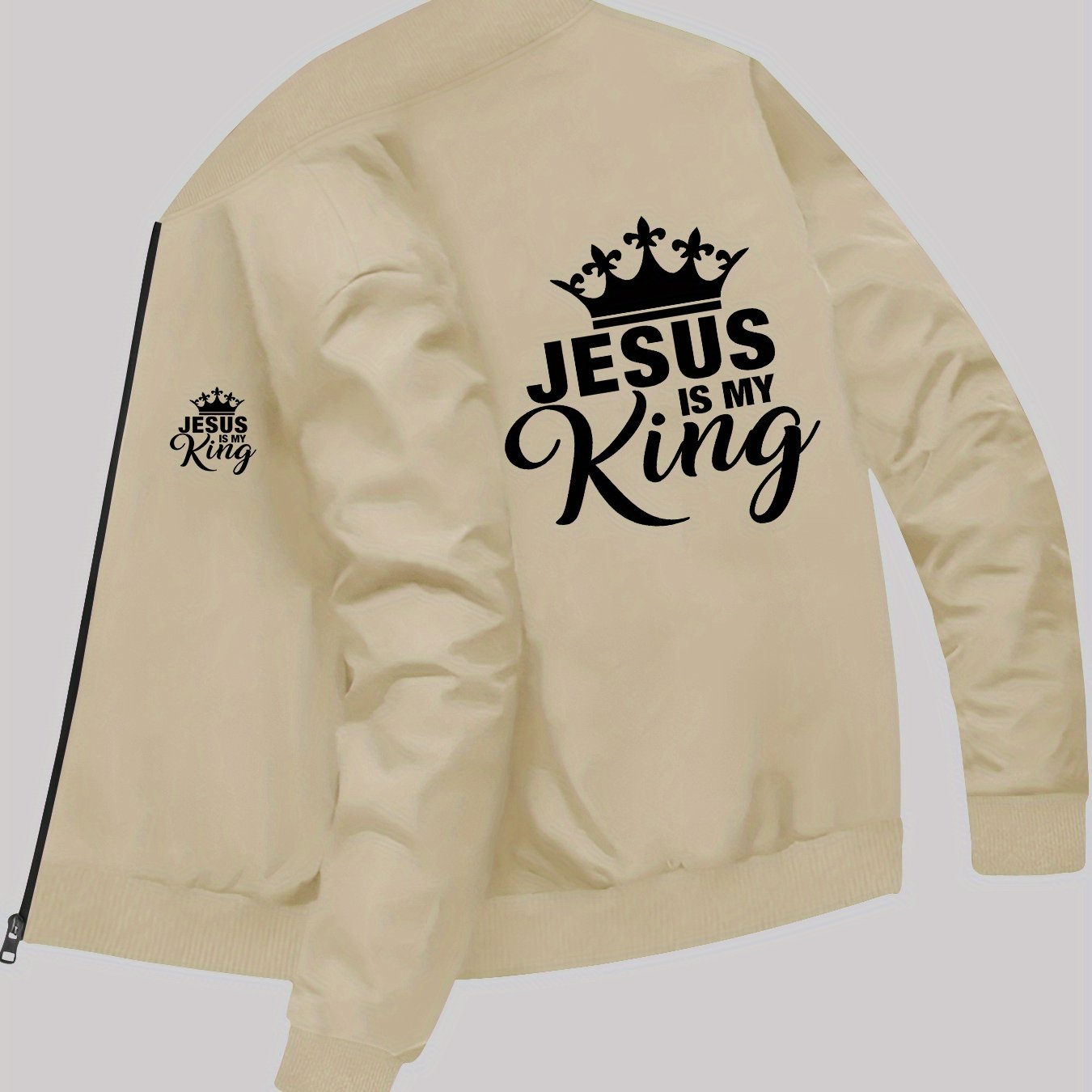 Men's Slim Fit Casual Jacket Jesus Is My King Print
