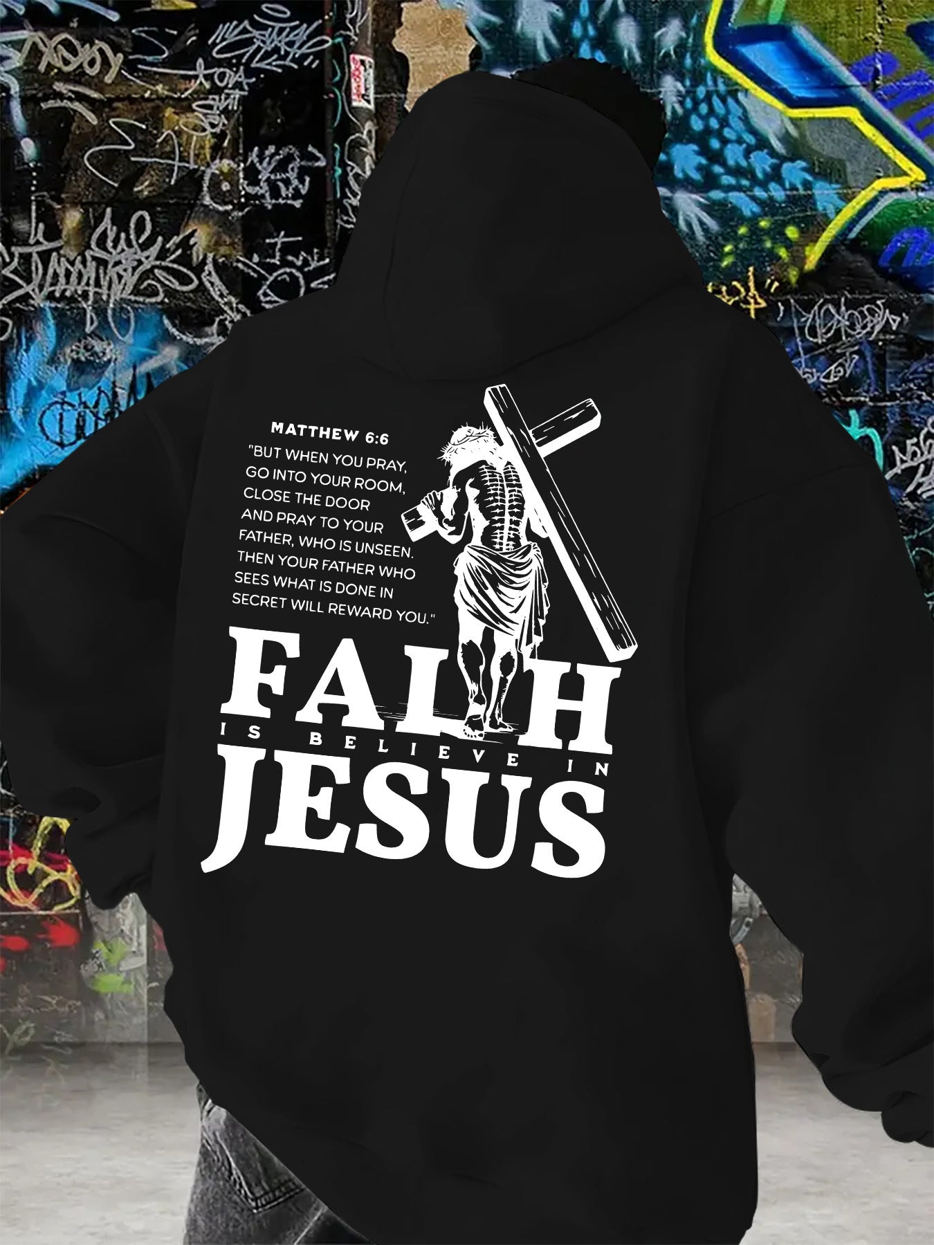 Divine Power Faith Cross Graphic Hoodie Pullover Everyday