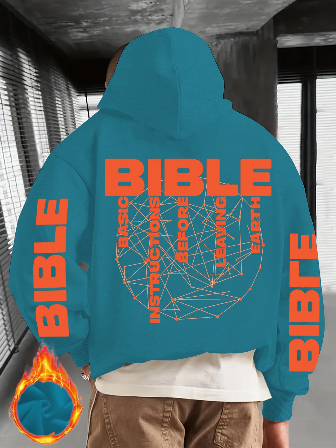 Men'S Christian Hoodie - Bible Verse Sweatshirt with "BIBLE" Text, Loose Fit Hooded Pullover for Church, Everyday Faith Expression - Fall/Winter Warmth - Religious Apparel Gift for Men, Autumn Winter Wear, Casual Streetwear,