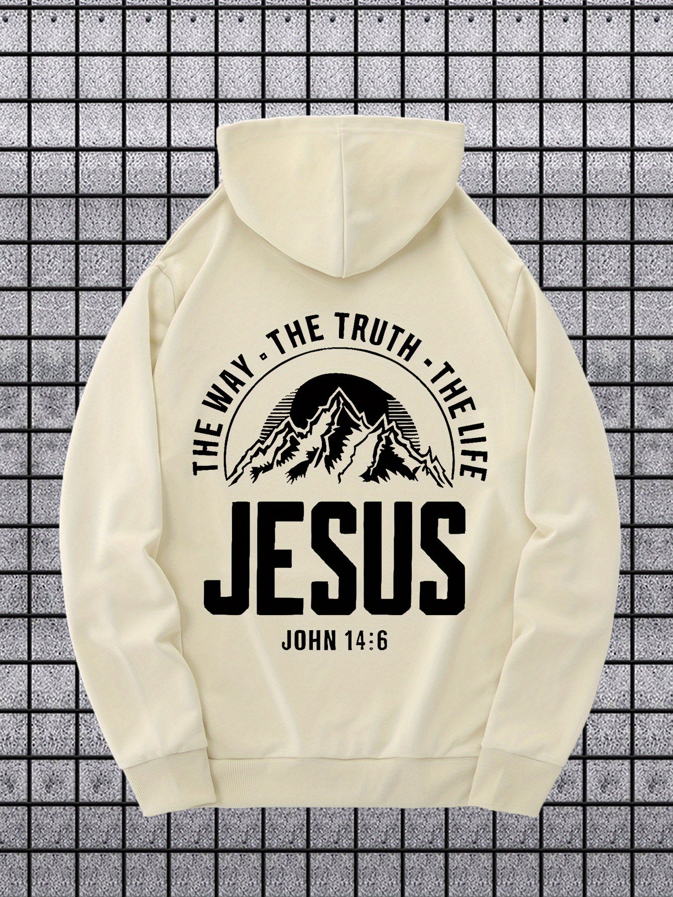Velvet Hooded Sweatshirt With Jesus Print Casual Pullover