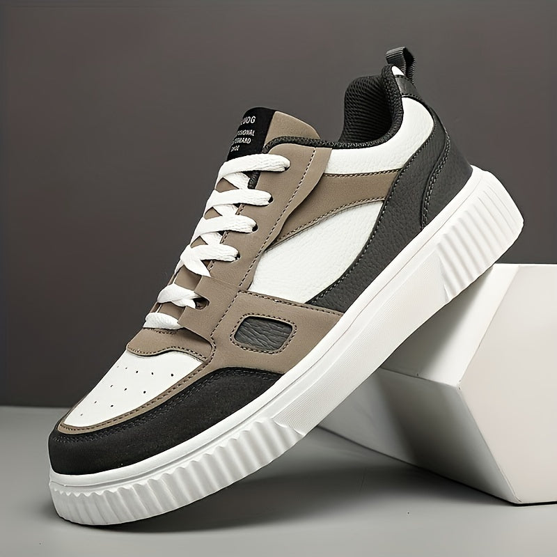 Men's Trendy Solid Color Block Skate Shoes for All Season Wear