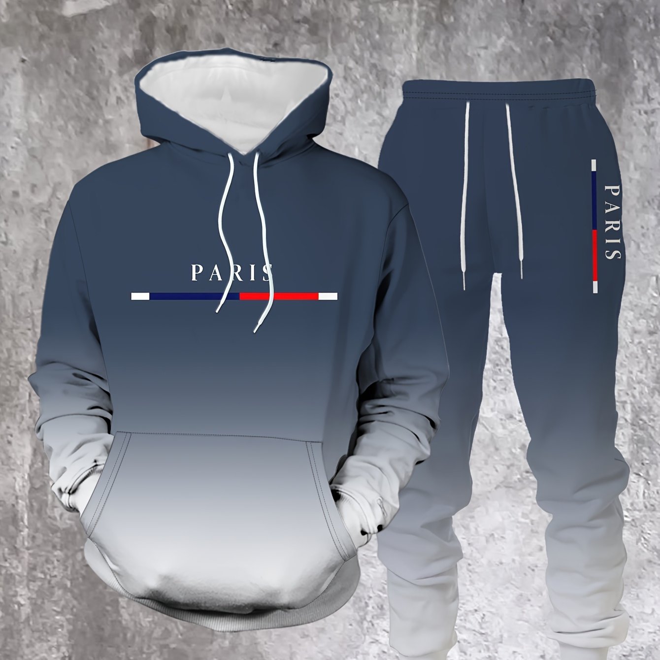 In His Divine Power Autumn Winter Gradient Hoodie Set