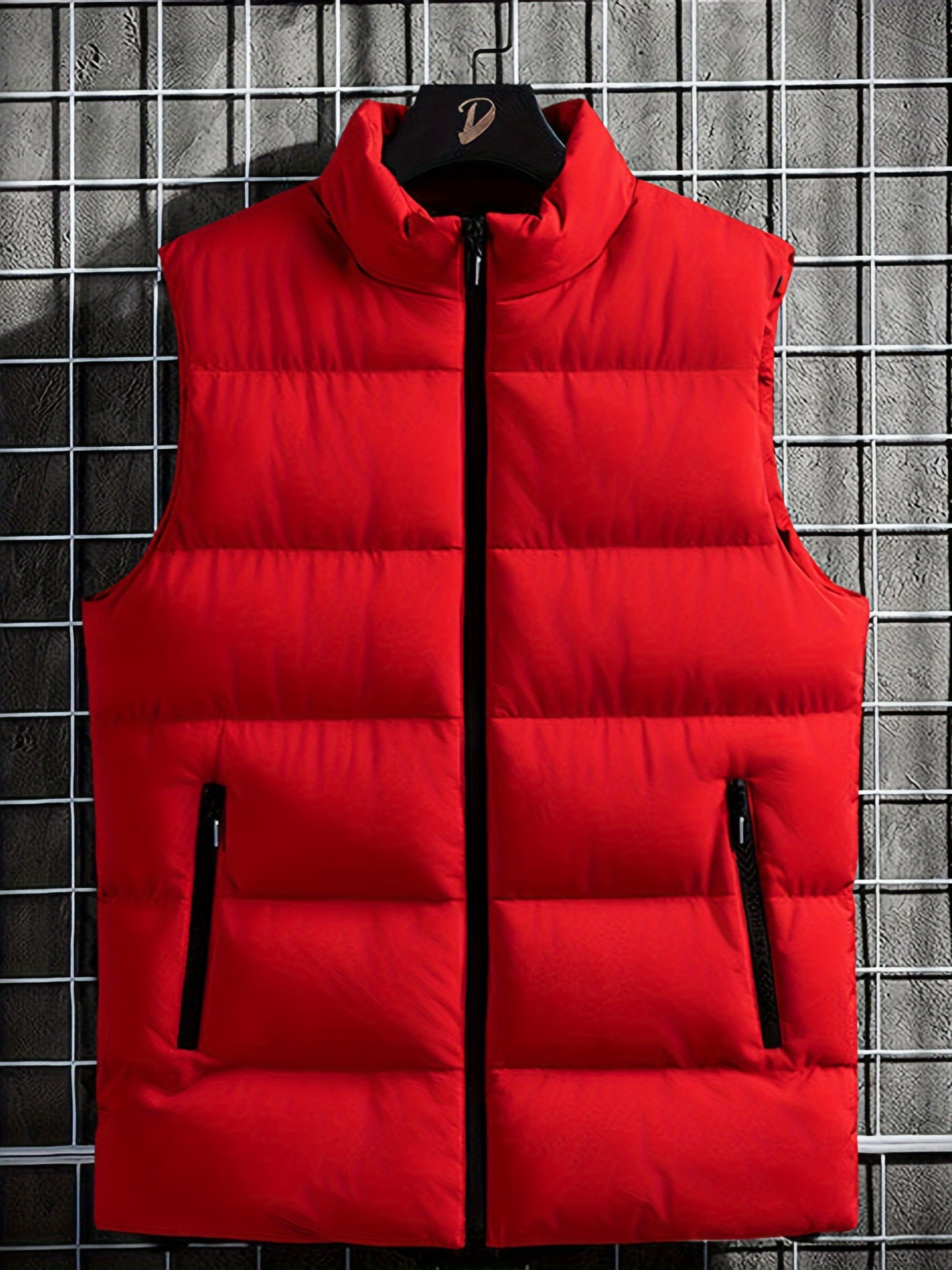 Quilted Insulated Sleeveless Vest With Stand Collar Casual