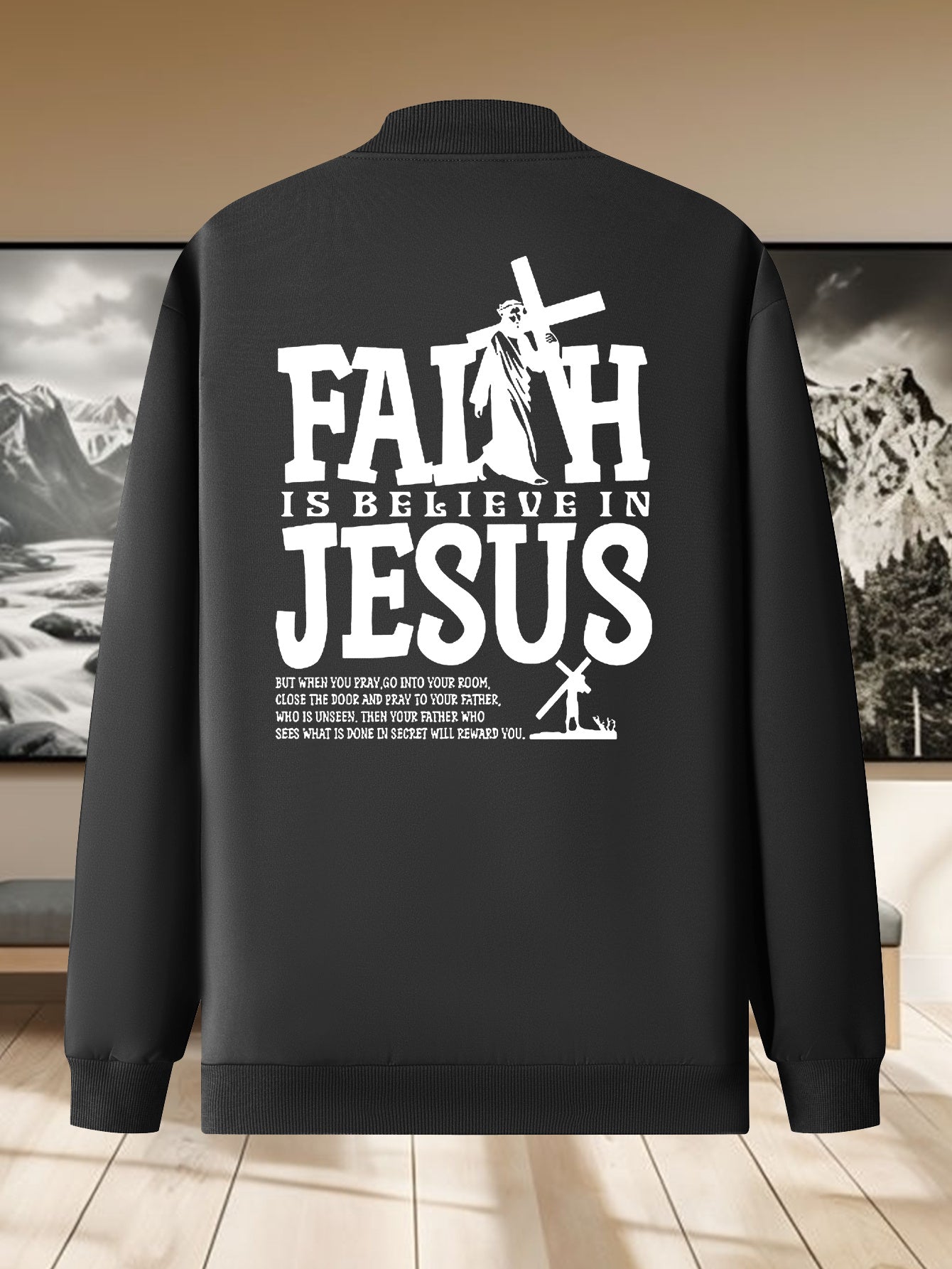 Divine Power Casual Faith Zip Up Jacket With Stand Collar